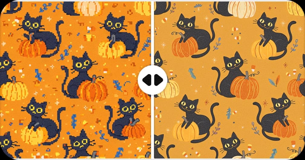 Upscale seamless patterns to print-ready resolution for fabric and wallpaper production