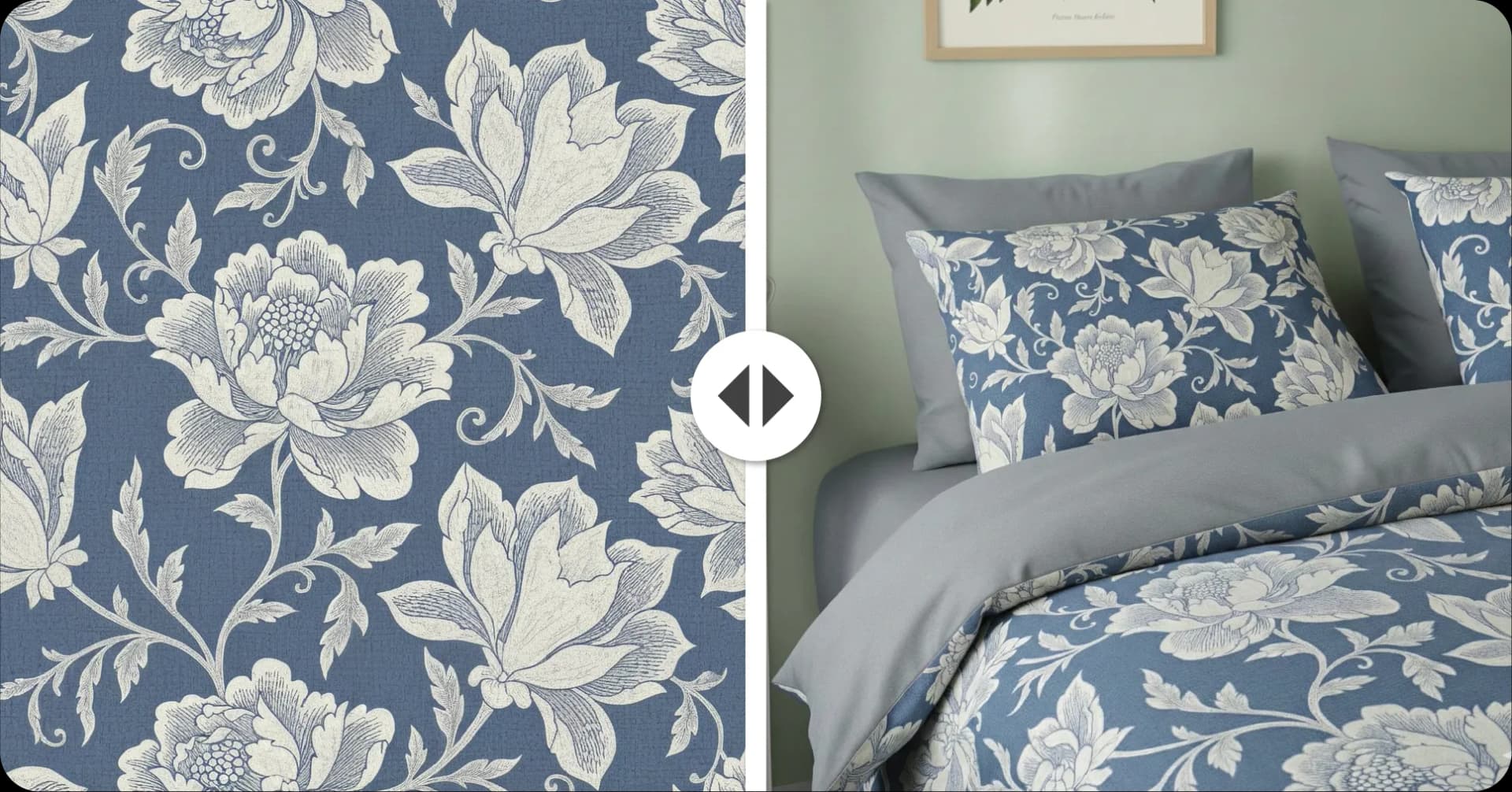 High-resolution floral pattern applied to fabric and home décor production