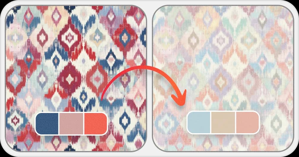 Recolor patterns into unlimited colorways in one click — AI pattern recoloring tool